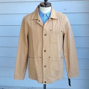 PENDLETON Recent Solid Tan Canvas Cotton Medium Chore Full Button Jacket‎ NEW